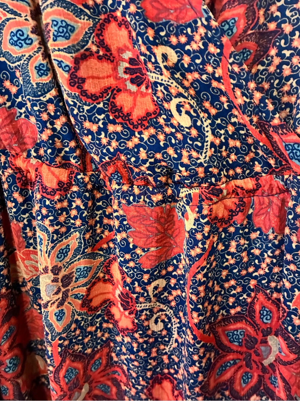 Free People Navy Dress with Red Floral Trim - Picture 6 of 12